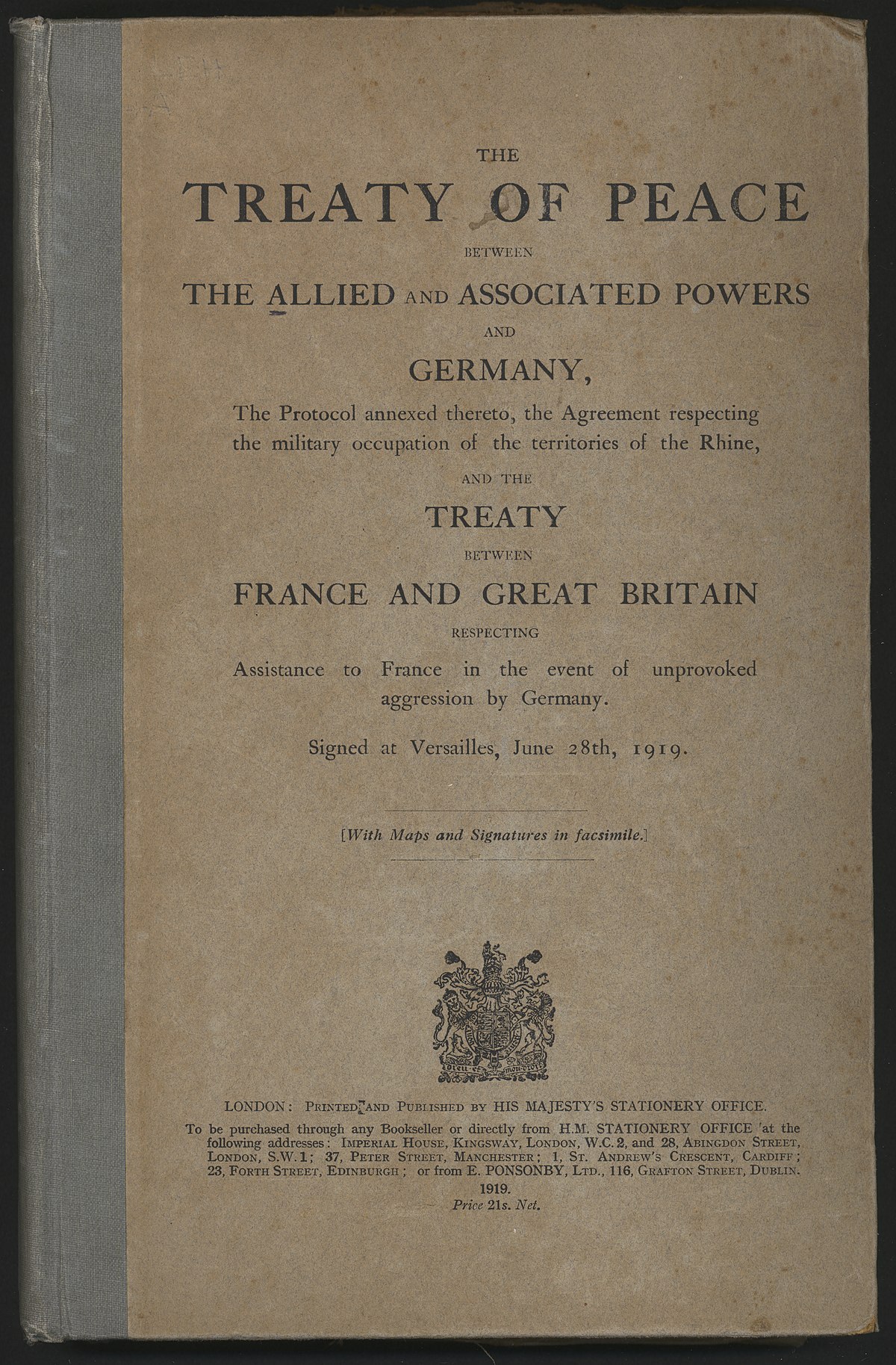 what treaty formally ended world war 1